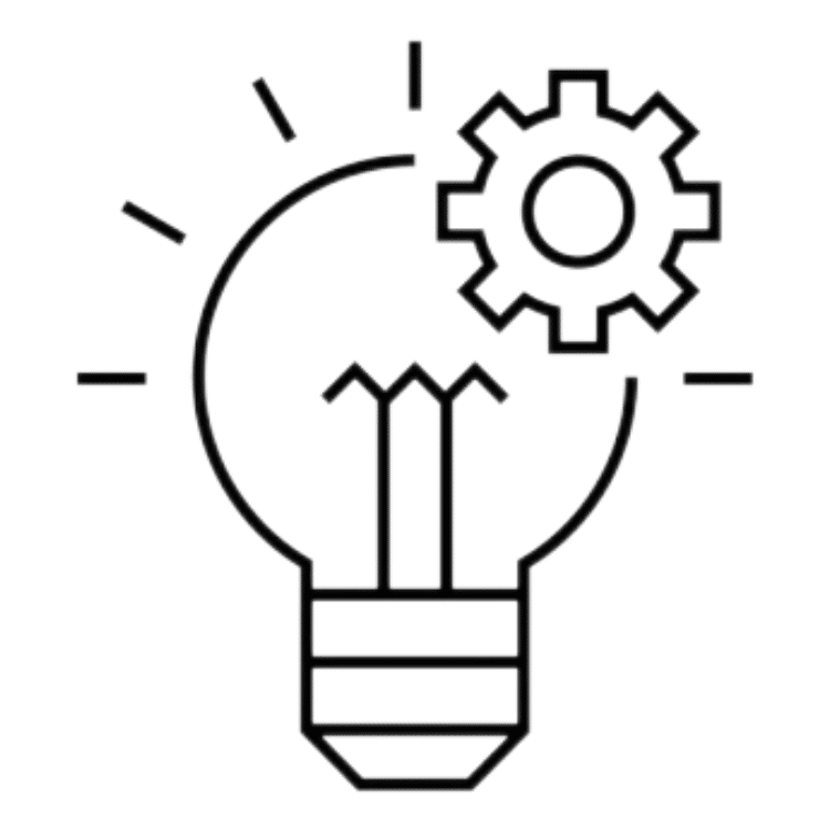 lightbulb and gear icons